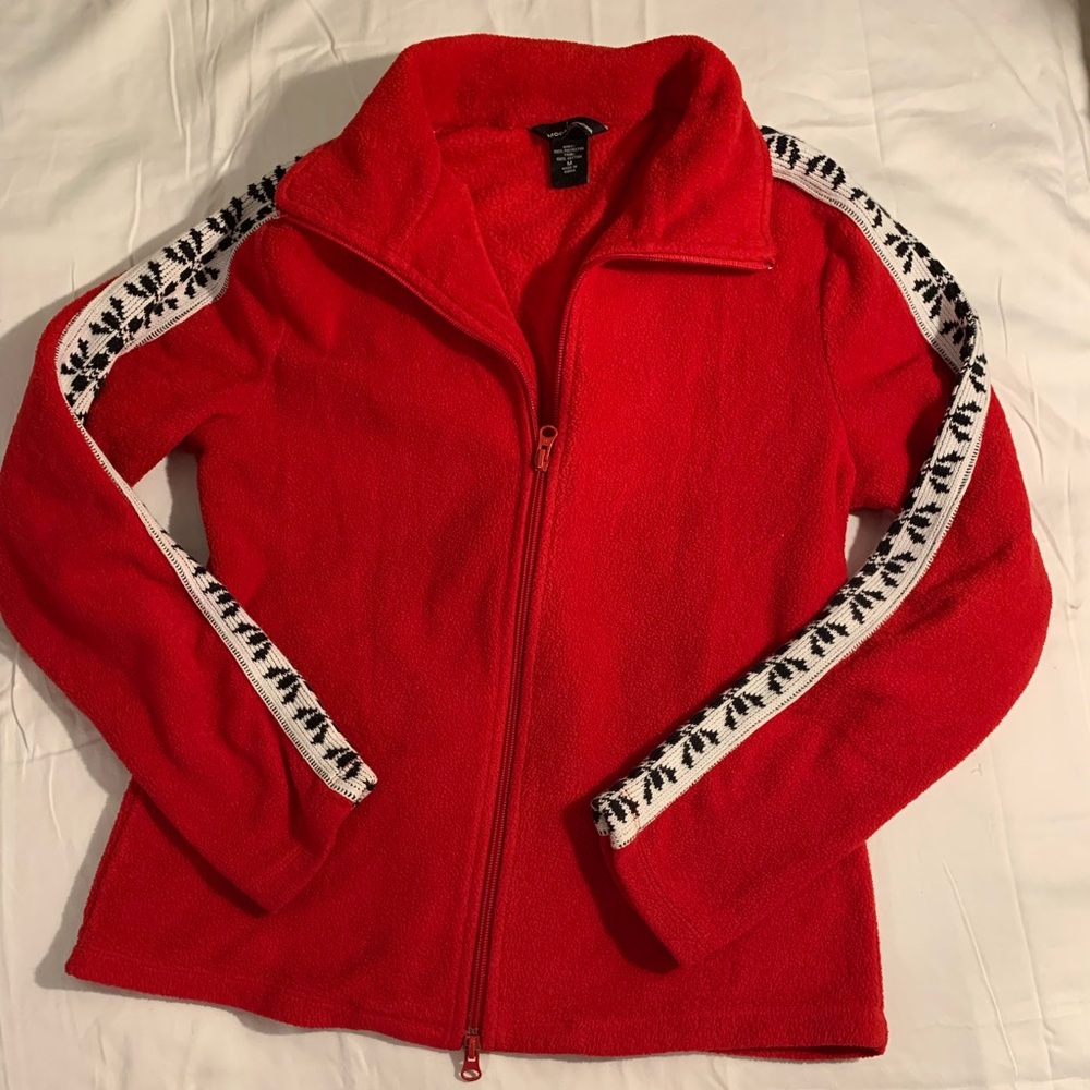 Moda International Red Jacket with Black and White Accents